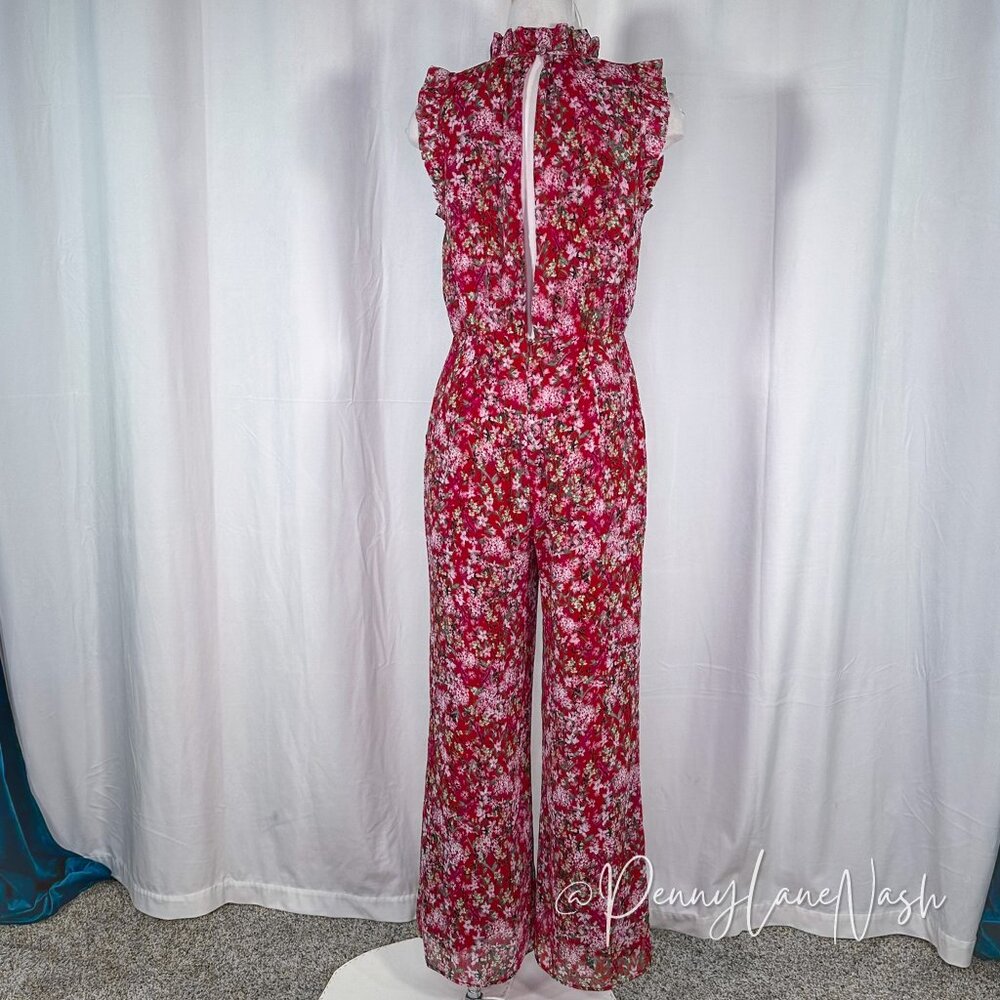 Anthropologie Ali & Jay Troubadour Red Floral Sleeveless Ruffle Jumpsuit - Picture 6 of 14